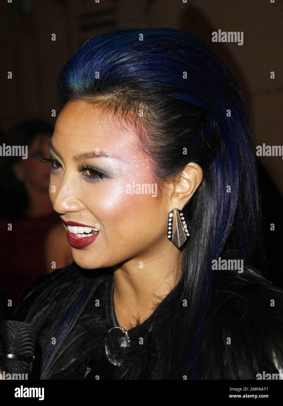 jeannie mai blue dress Jeannie Mai Wears Zuckerman While Hosting Miss Universe 2023