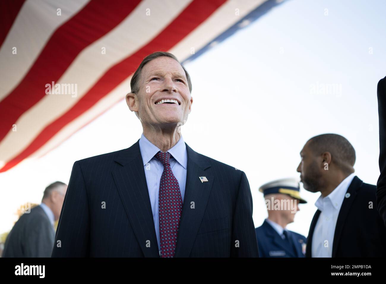 U.S. Senator Richard Blumenthal, one of two senators for Connecticut, speaks at the commissioning ceremony of the Maritime Center of Excellence, Oct. 12. The 20,000 square-foot Maritime Center of Excellence (MCOE) will be the Academy’s first Leadership in Energy and Environmental Design (LEED) certified building and will highlight the unique waterfront programs there. Stock Photo