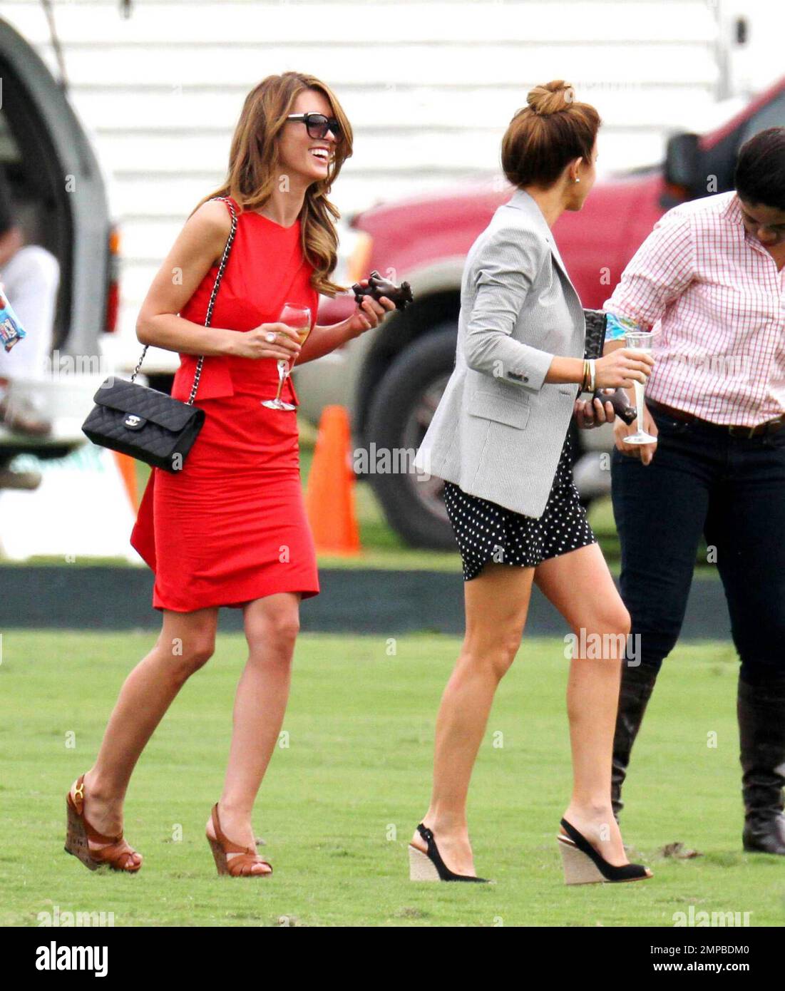 Looking very elegant in a red dress American television