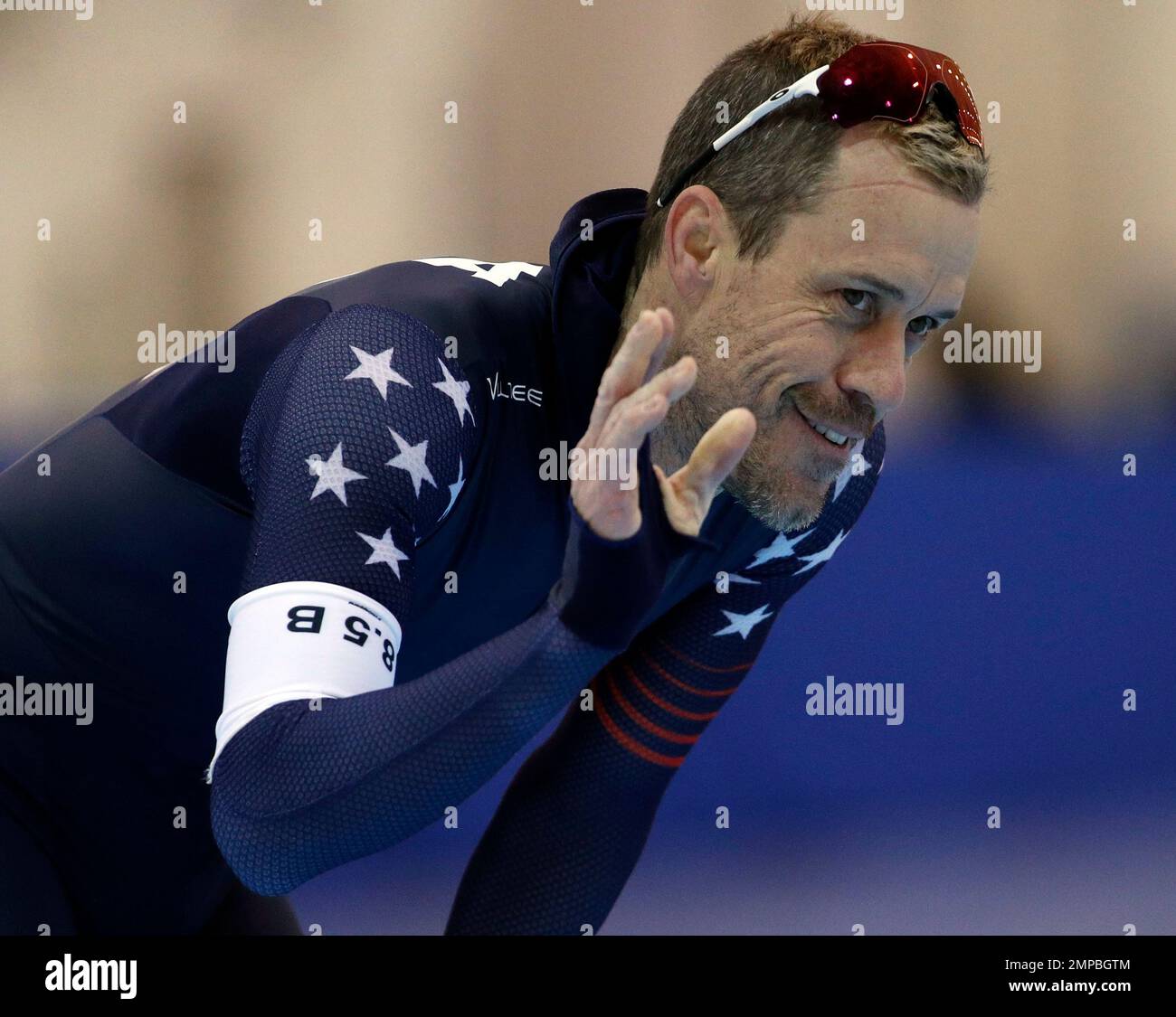 KC Boutiette reacts after competing in the men's 5000-meter during the ...
