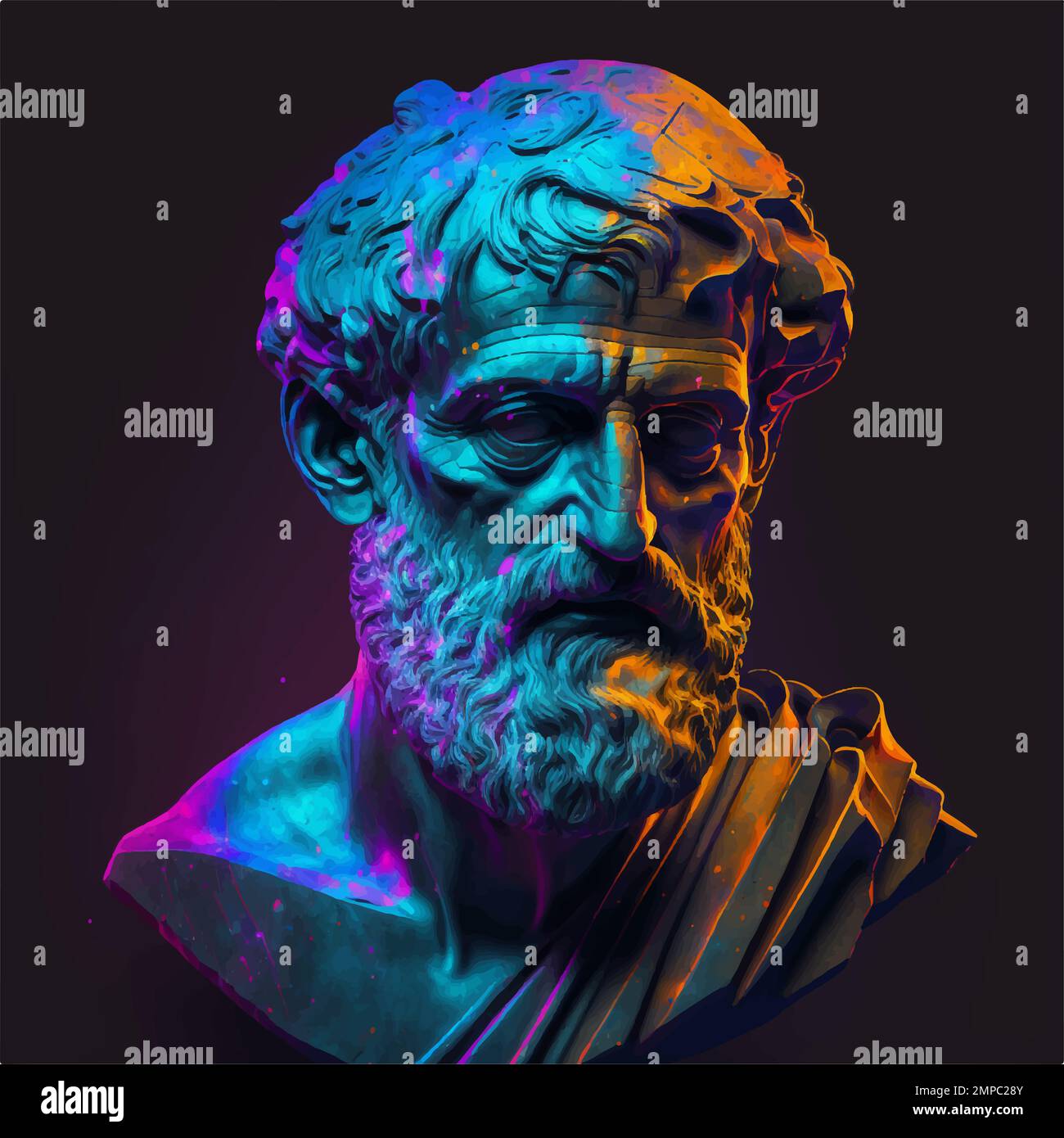 Illustration of a statue of Aristotle in the modern style Stock Photo
