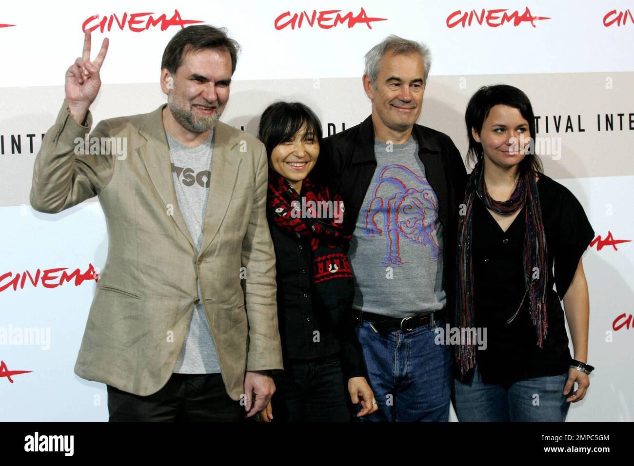 Producer Sergei Selianov, Guka Omarova, Sergei Bodrov and costumist Mabita Van De Ber attend the photocall for 'Baksy' at the Rome Film Festival in Rome, Italy. 10/27/08. Stock Photo