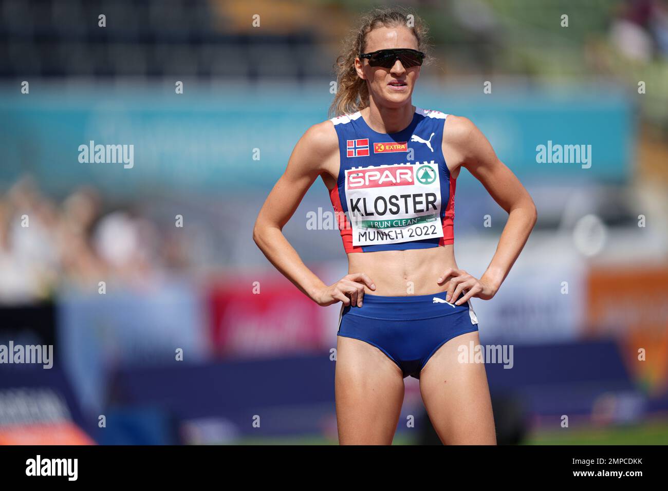 Line KLOSTER participating in the 400 meters hurdles of the European Athletics Championships in Munich 2022 Stock Photo
