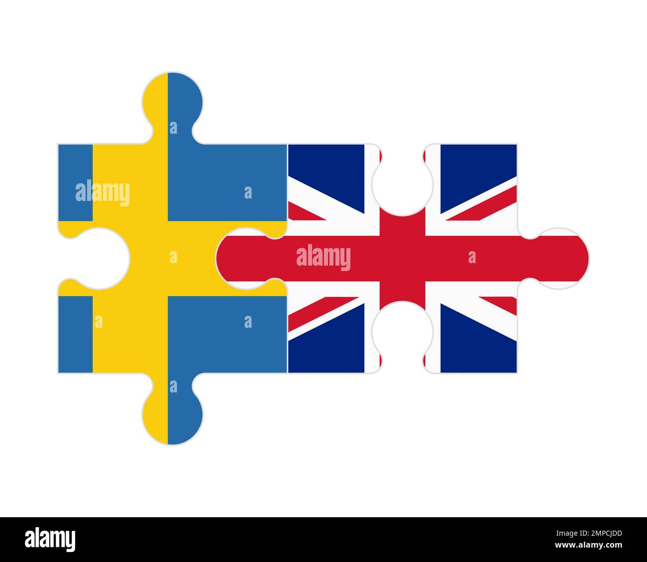 Connected puzzle of flags of Sweden and United Kingdom, vector Stock Vector