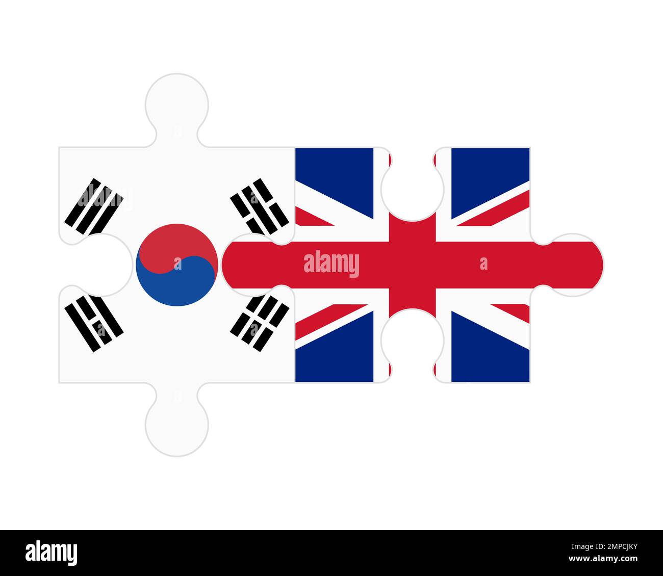 Connected puzzle of flags of South Korea and United Kingdom, vector ...