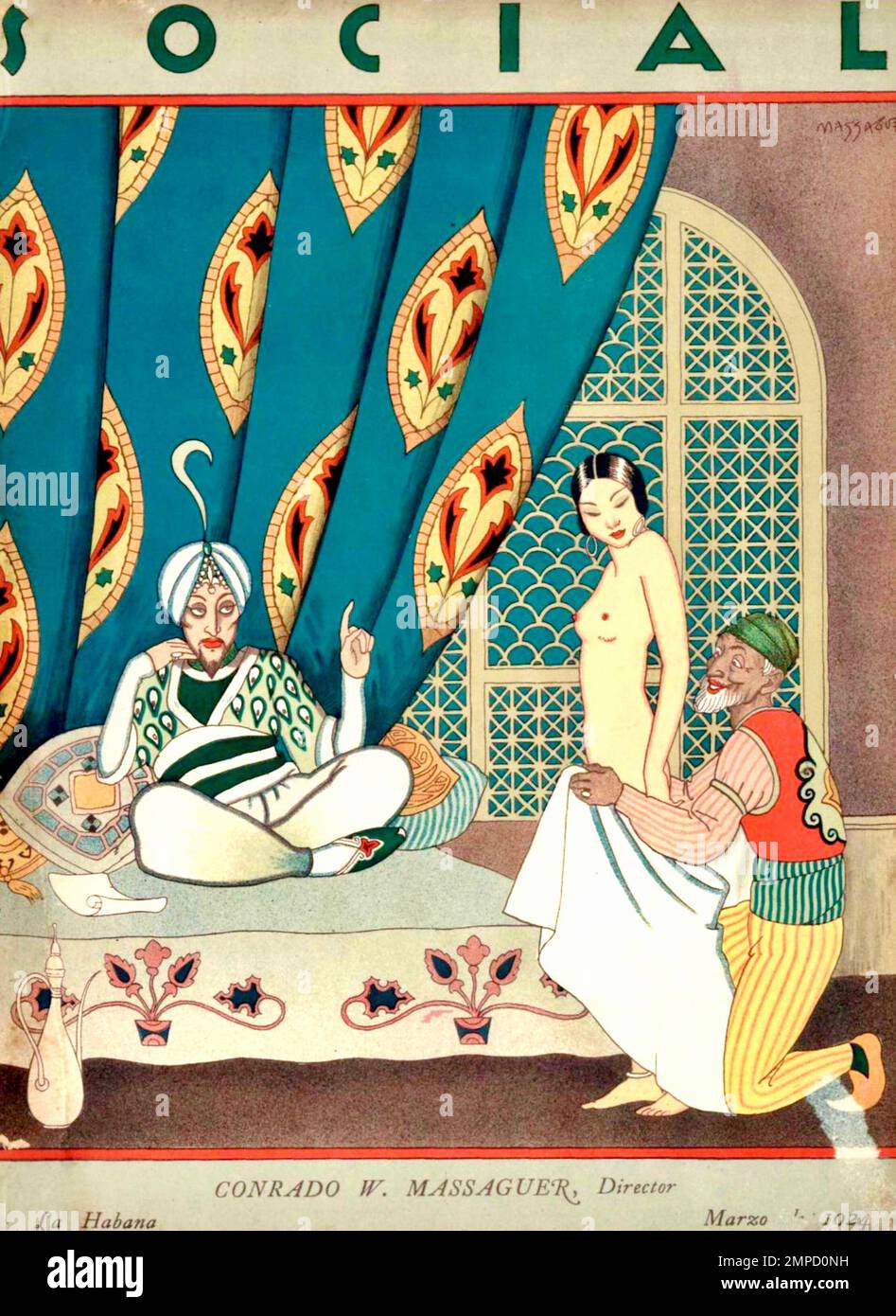 Conrado Walter Massaguer Cuban Magazine Social Artwork March 1924