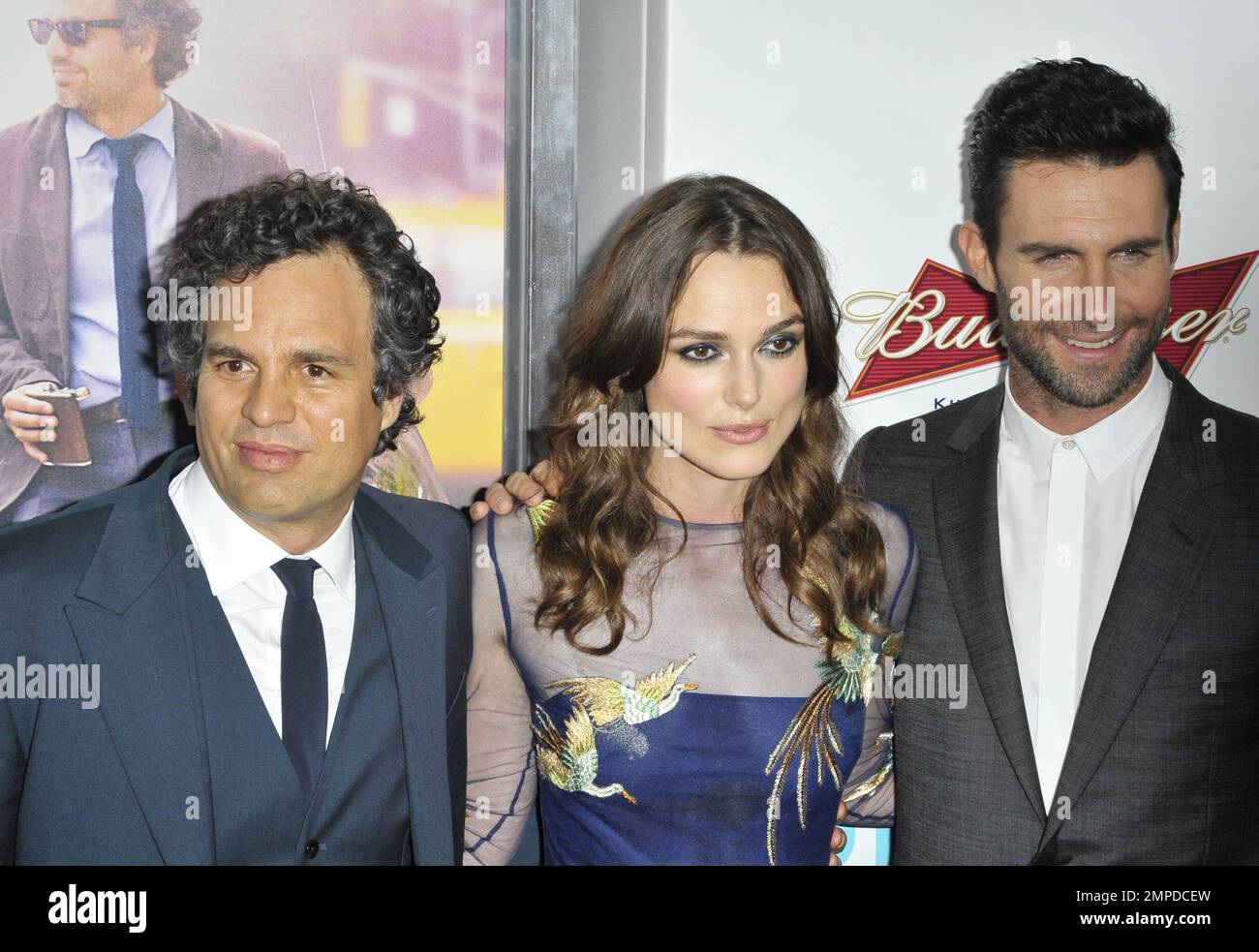 Mark Ruffalo, Keira Knightley and Adam Levine at the “Begin Again” New York Premiere held at the SVA Theater in New York, NY. June 25, 2014. Stock Photo