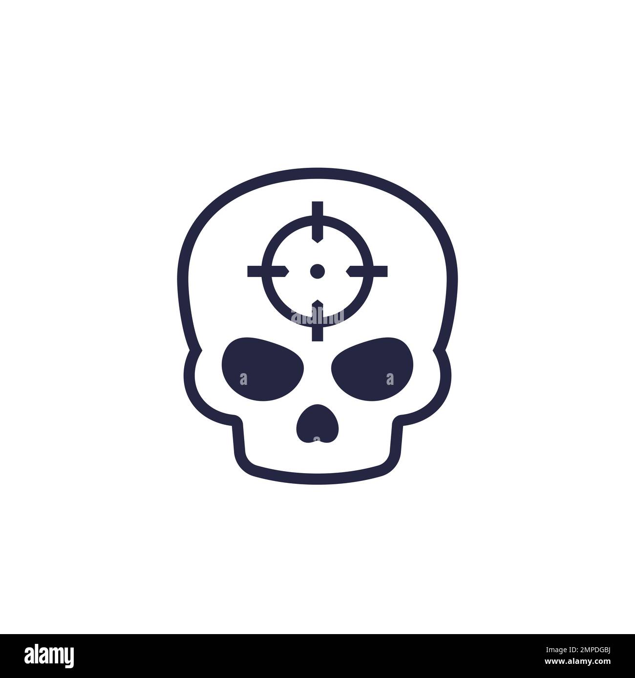 headshot icon with skull, shot in the head vector Stock Vector