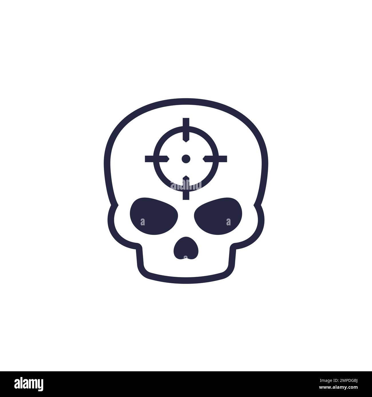 headshot icon with skull, shot in the head vector Stock Vector Image