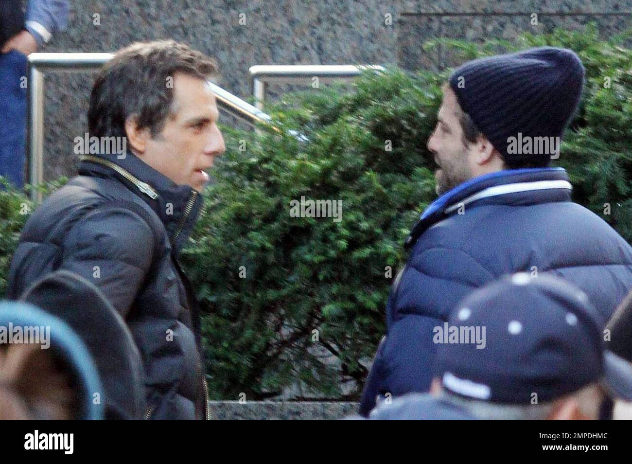 Actor Ben Stiller on the set of 'Tower Heist' directed by Brett Ratner and co-starring Eddie Murphy, Casey Affleck and TŽa Leoni. New York, NY. 11/10/10. Stock Photo