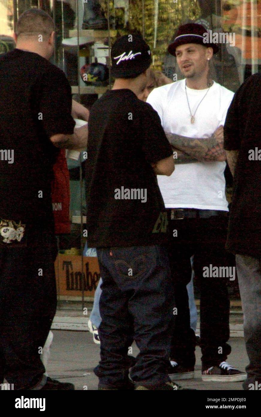 Exclusive Benji Madden hangs out with a group of friends on