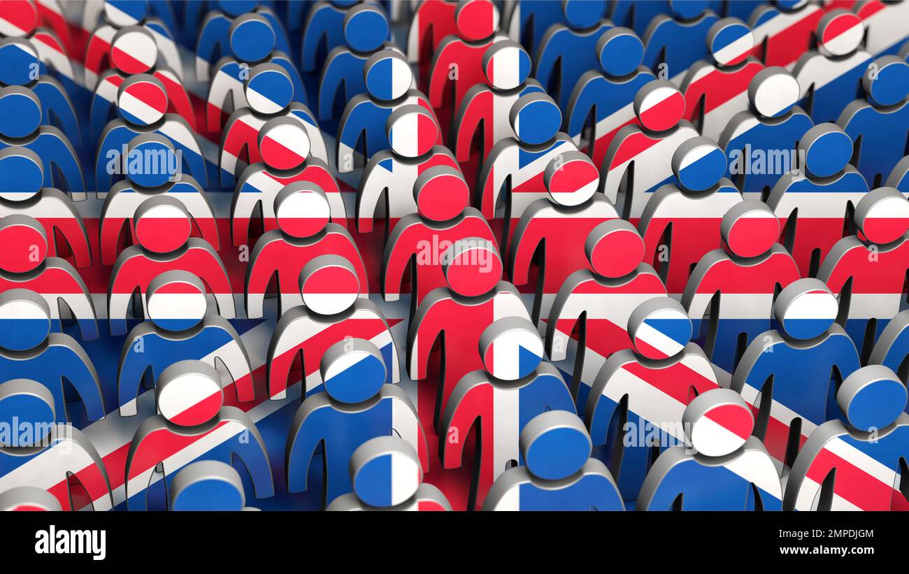 Figures and UK flag - people of Great Britain Stock Photo