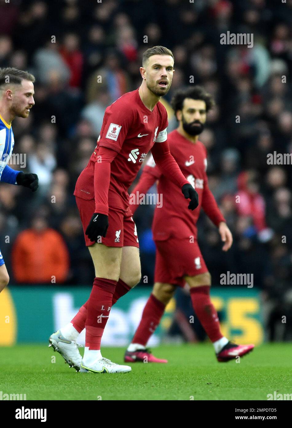 Jordan Henderson of Liverpool during the Emirates FA Cup Fourth Round match  between Brighton & Hove Albion and Liverpool at The American Express  Community Stadium , Brighton , UK - 29th January