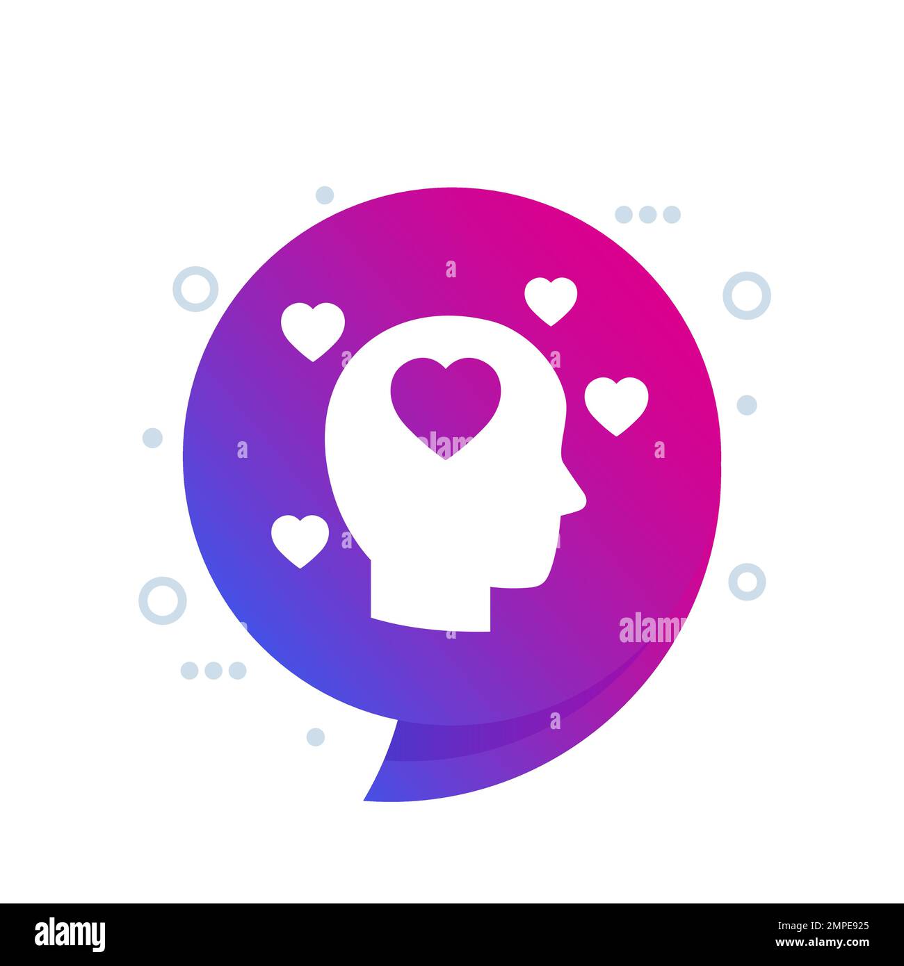 head and hearts, affection or passion icon, vector Stock Vector