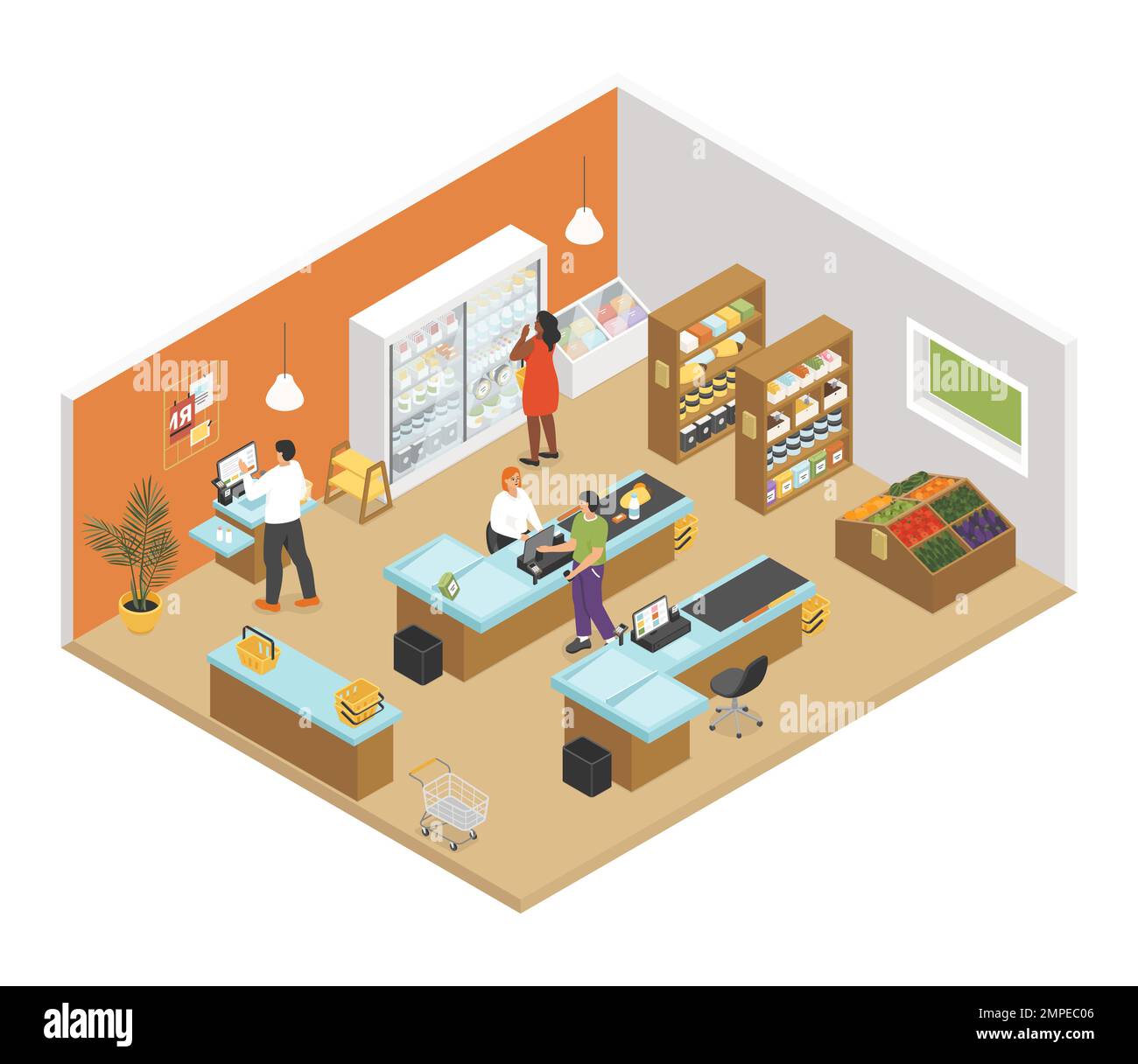 Grocery shop - modern colorful vector isometric illustration Stock ...