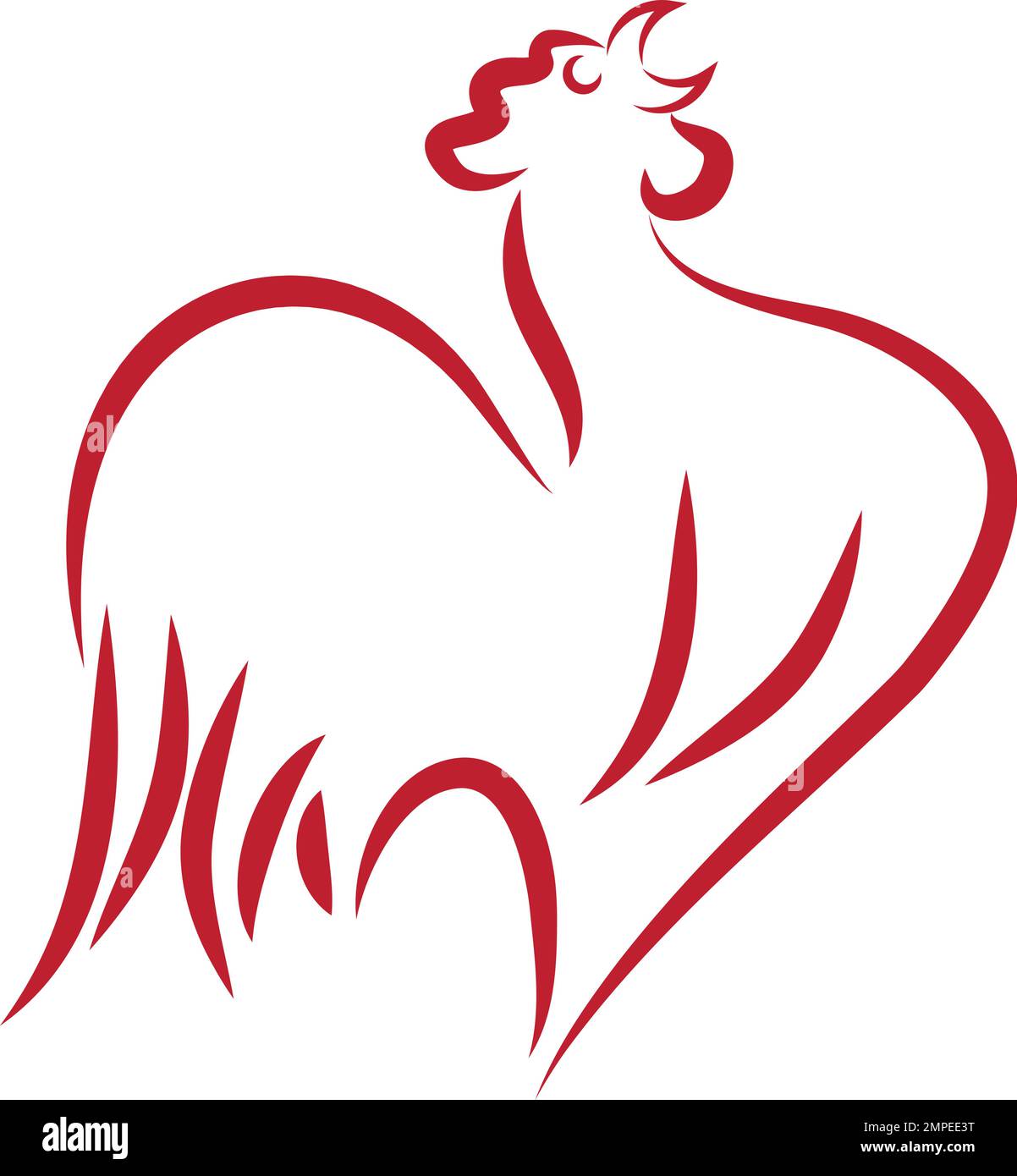 Rooster in red, rooster logo, chicken logo Stock Vector