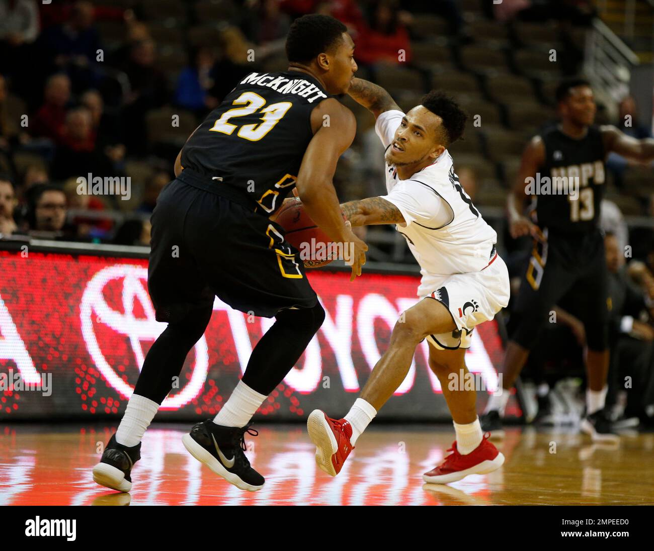 ArkansasPine Bluff guard Martaveous McKnight (23) is pressured by