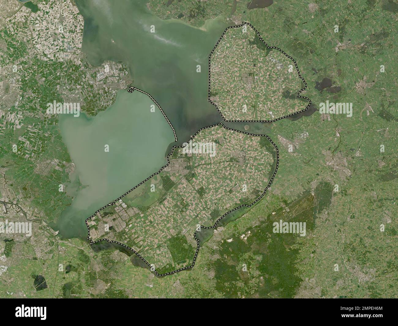 Flevoland, province of Netherlands. Low resolution satellite map Stock ...