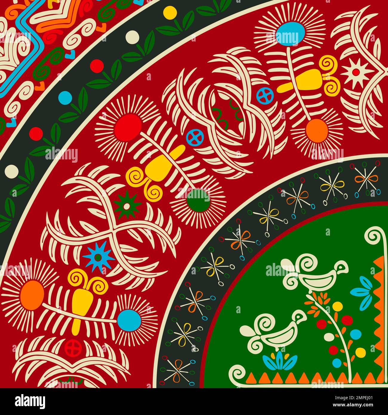 Traditional Hungarian embroidery vector decorative background card