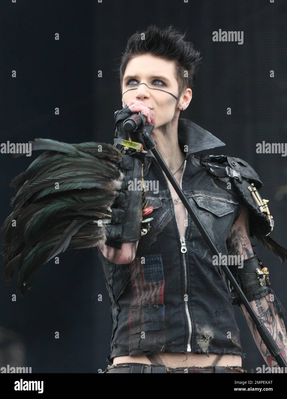 Andy Biersack Andy Biersack of 'Black Veil Brides' performs live on stage during the