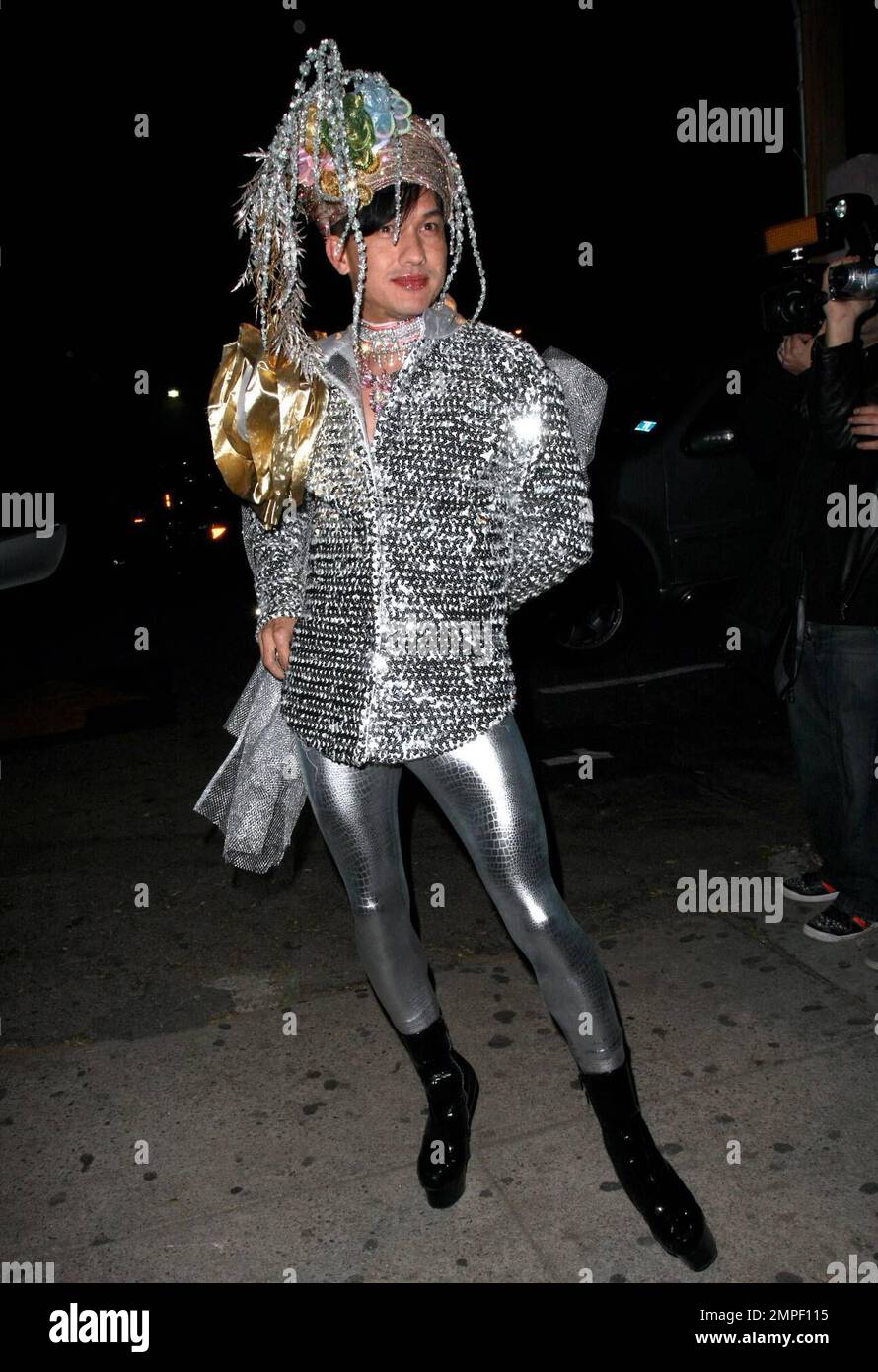 Flamboyant interior designer Bobby Trendy poses for the cameras outside