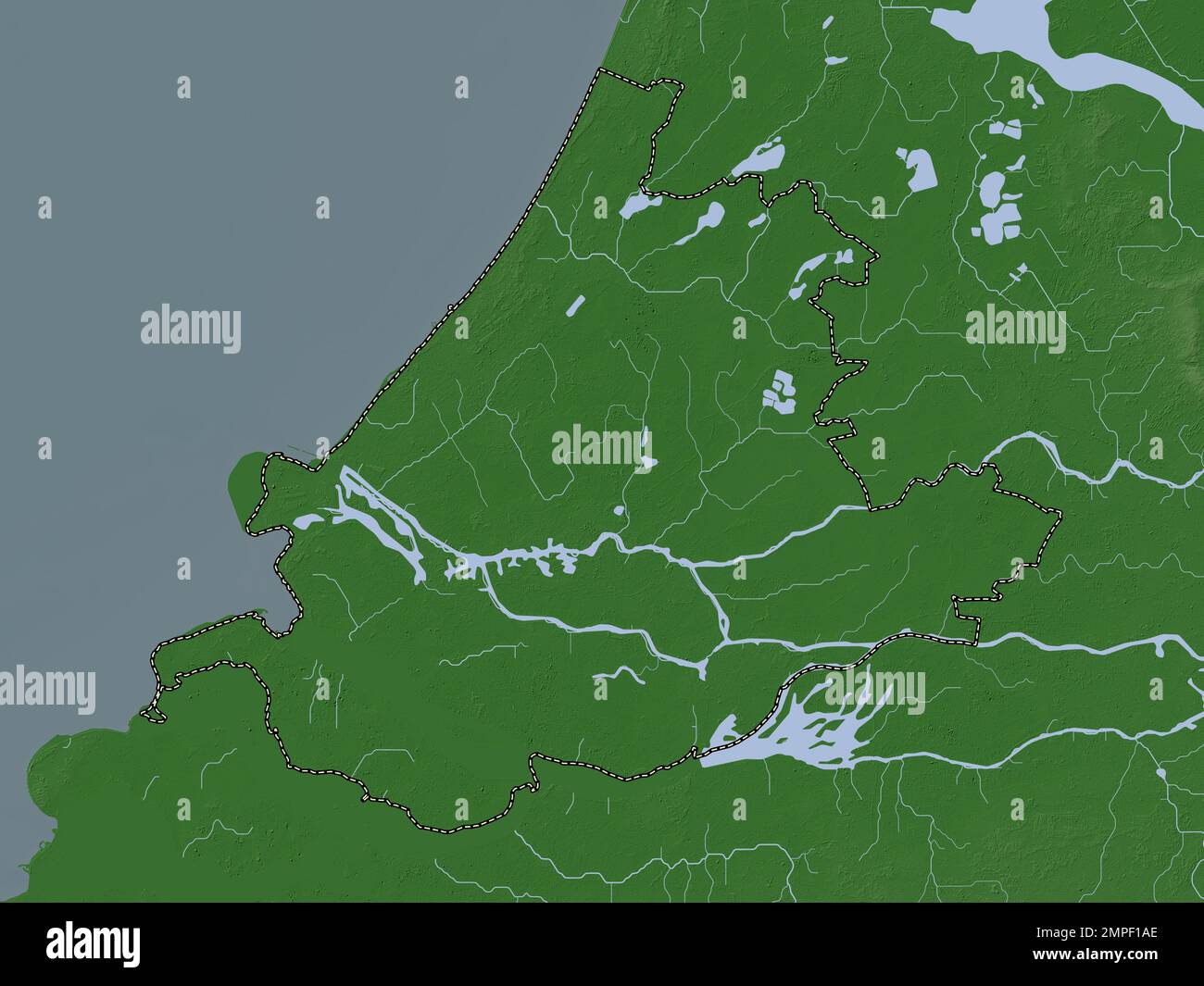 Zuid-Holland, province of Netherlands. Elevation map colored in wiki style  with lakes and rivers Stock Photo - Alamy