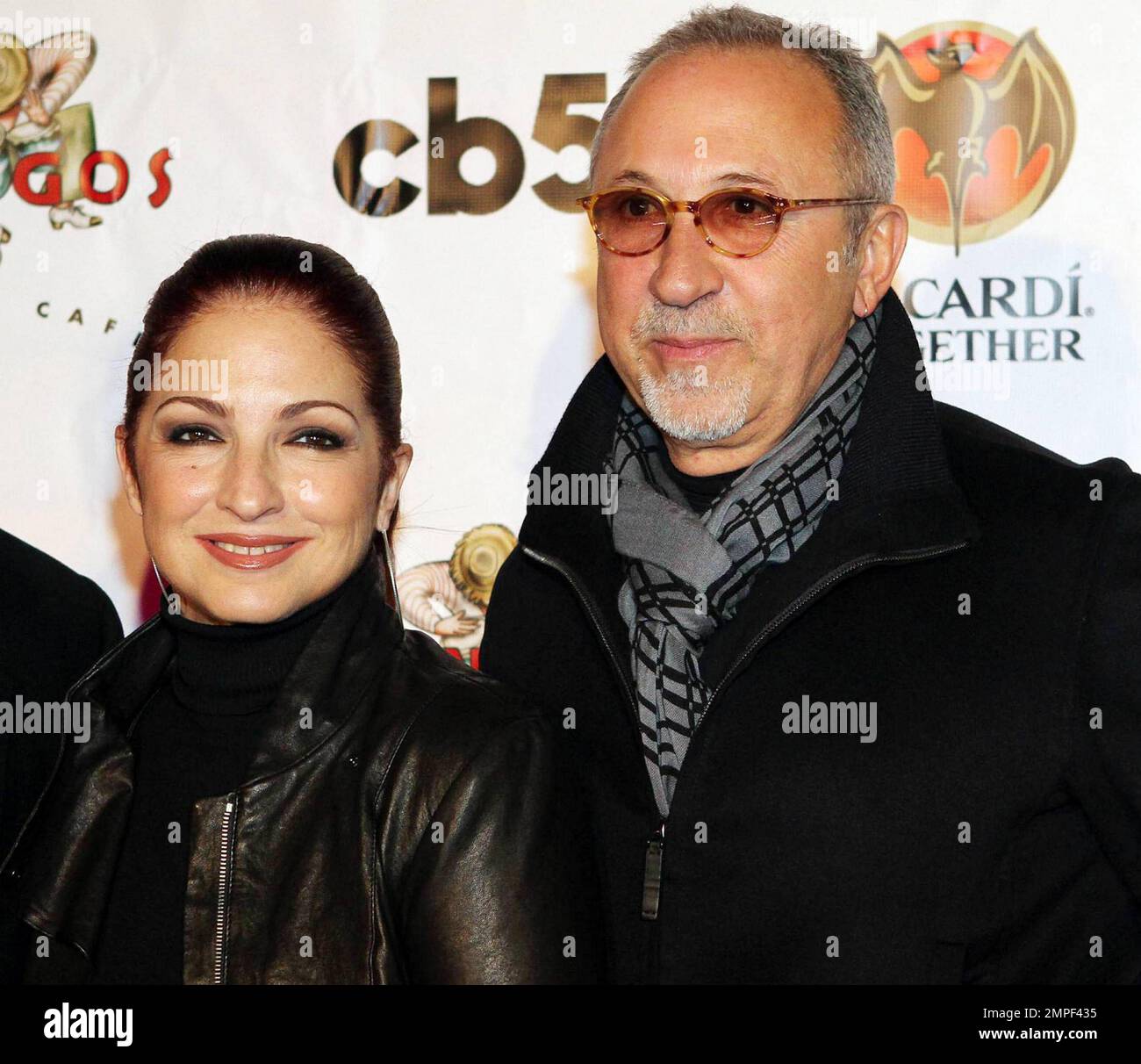 Gloria and Emilio Estefan attend the grand opening of Bongos Cuban Cafe
