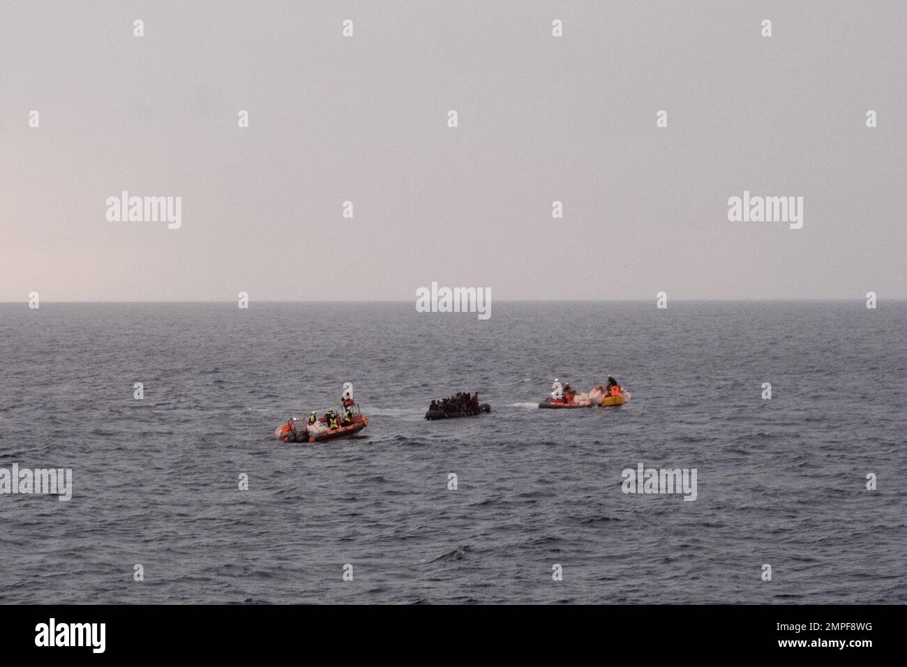 Michael Bunel / Le Pictorium -  the Ocean Viking in the Mediterranean Sea -  7/1/2023  -  Mediterranean / Mediterranean  -  SOS mediterranee teams in Stock Photo