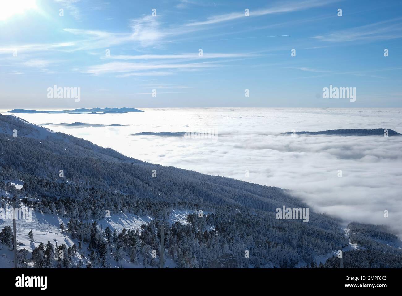 Michael Bunel / Le Pictorium -  Skiing in the Alps -  8/1/2016  -  Savoie / France / La plagne  -  sea of clouds in winter. 29 January 2023. La plagne Stock Photo