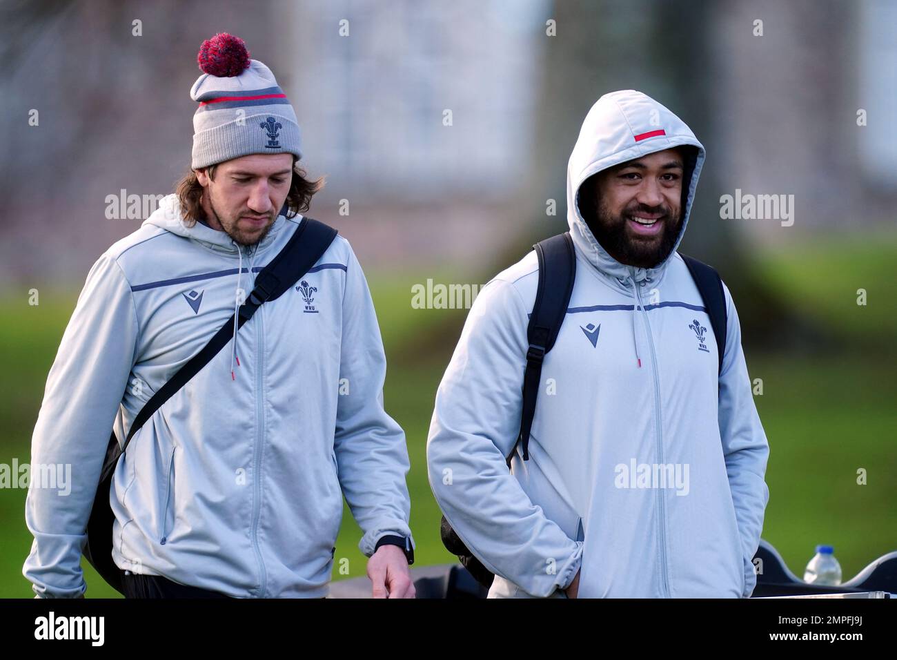 Wales' Taulupe Faletau and Justin Tipuric ahead of a training session ...