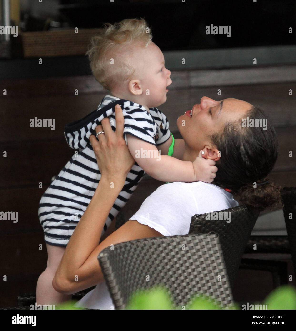 German tennis player Boris Becker and his wife Sharlely 'Lilly' Kerssenberg  Becker have tender moments with their 8-month-old son Amadeus Benedict  Edley Luis Becker during their Labor Day long weekend vacation. The