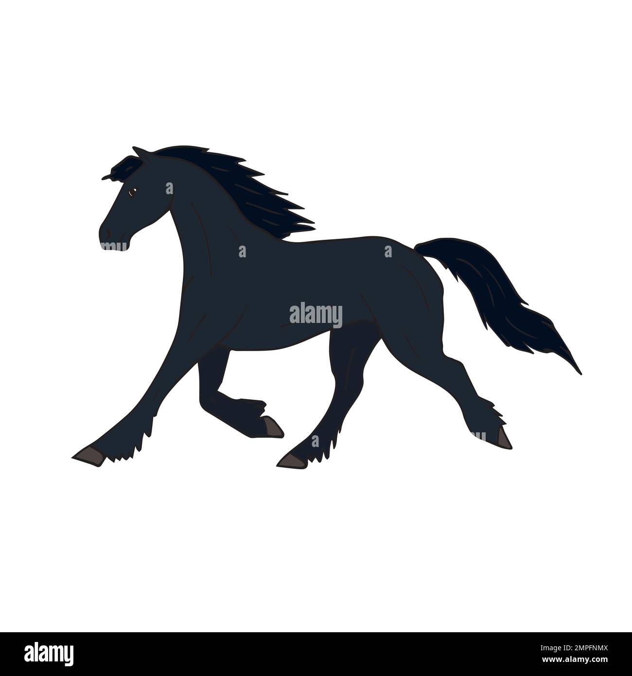 Vector hand drawn doodle sketch colored friesian horse isolated on ...