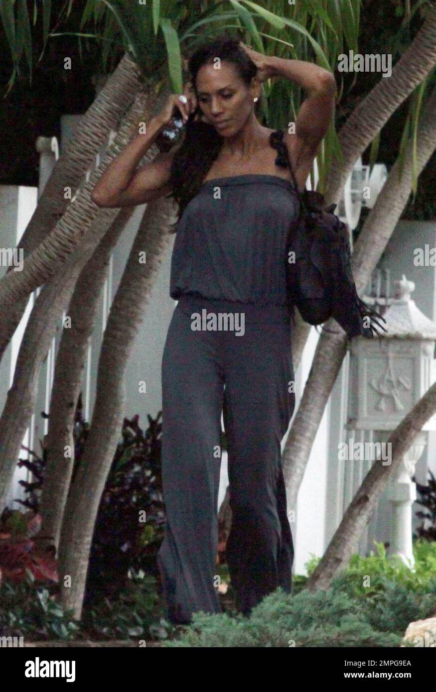 EXCLUSIVE!! Bride to be, Barbara Feltus, spends the day before her wedding with her eldest son Noah shopping at Atrium in Miami, FL. 9/8/09. Stock Photo