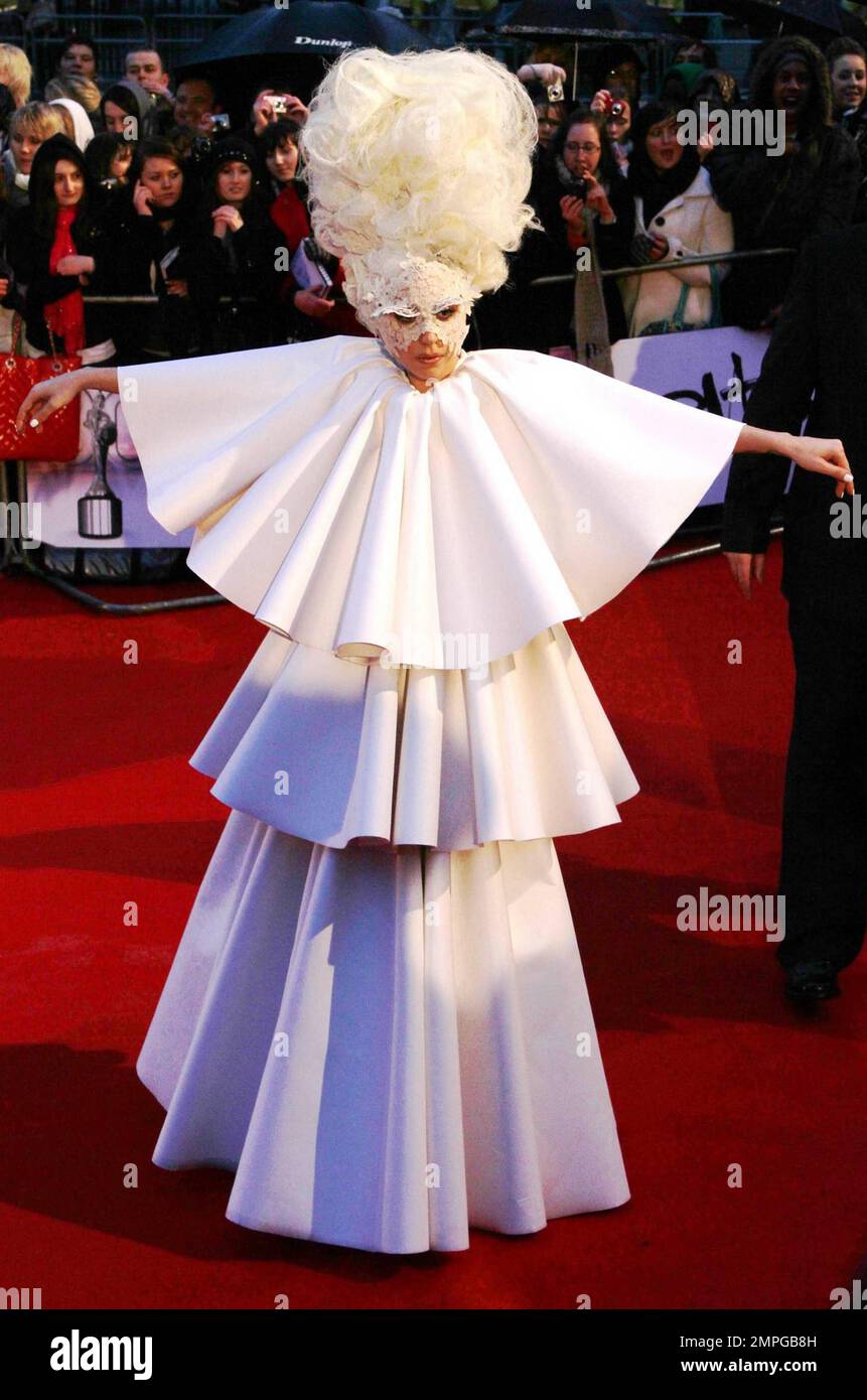 Lady Gaga walks the red carpet at The Brit Awards 2010 at Earls Court.  London, UK. 2/16/2010 Stock Photo - Alamy
