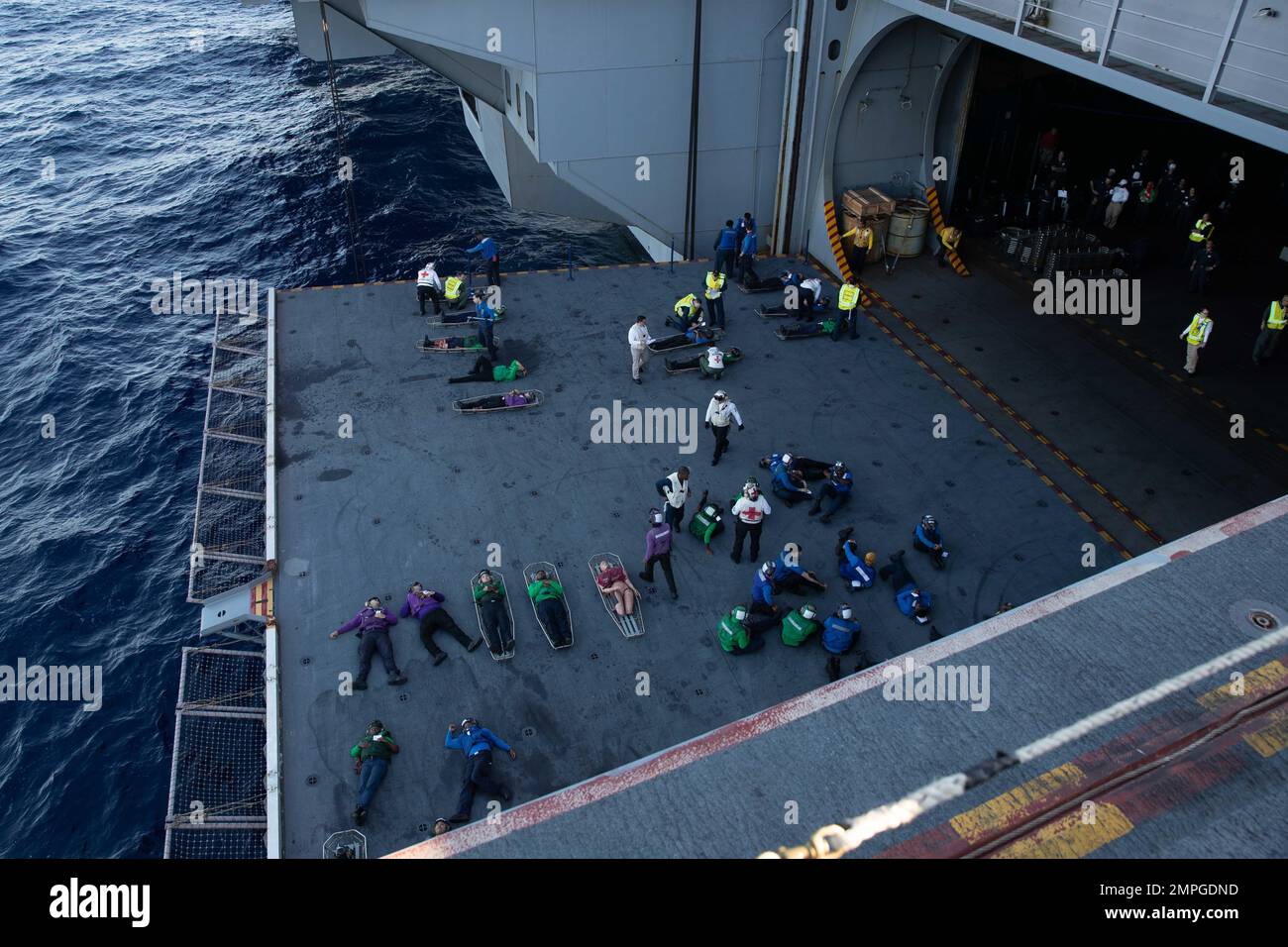 Sailors assigned to the first-in-class aircraft carrier USS Gerald 