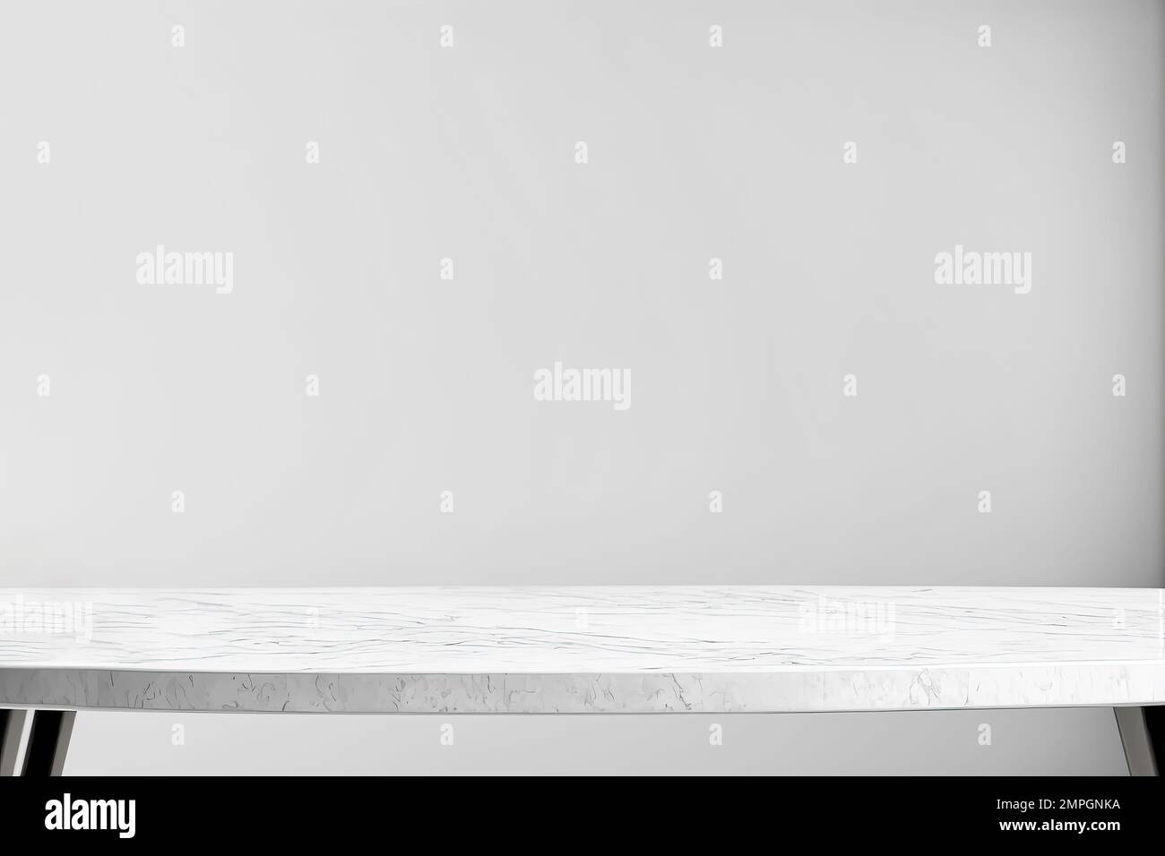 Empty white marble table top on white wall mock up banner abstract background for display montage your packaging or mockup design template Stock Photo