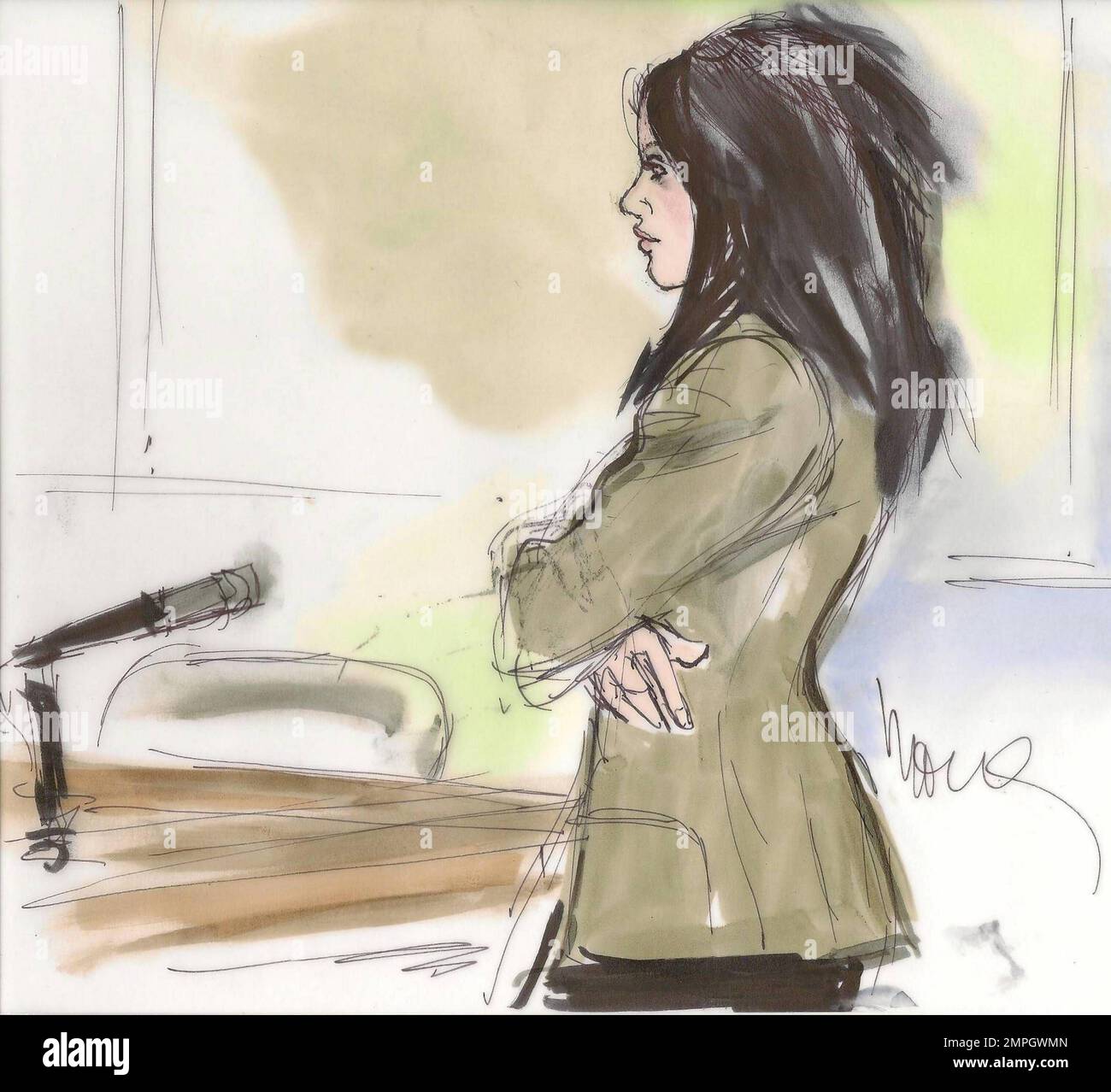 A sketch of Britney Spears in court today. Spears attended a hearing