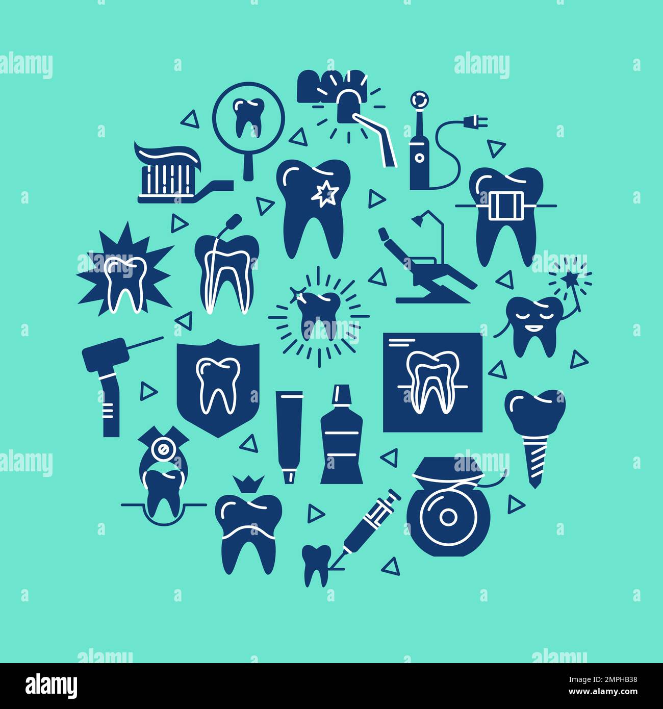 Dental clinic round concept banner in flat style. Teeth care and