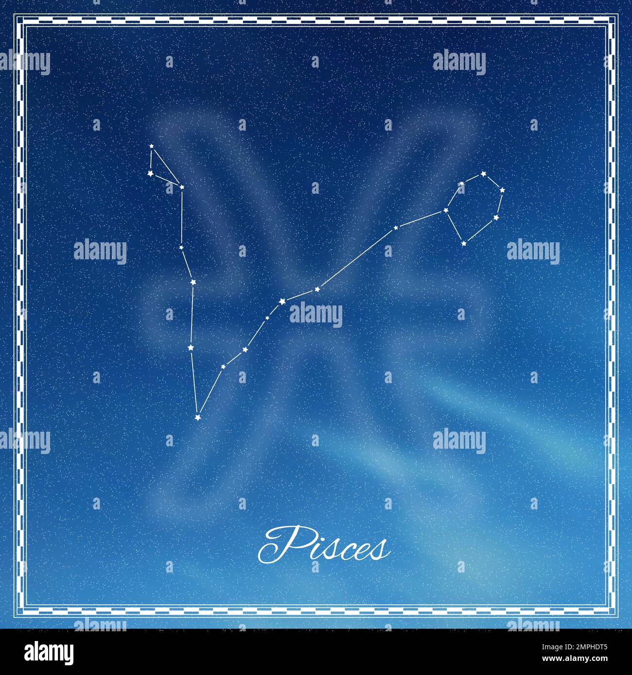 Pisces zodiac sign, constellation lines, Pisces symbol Stock Photo