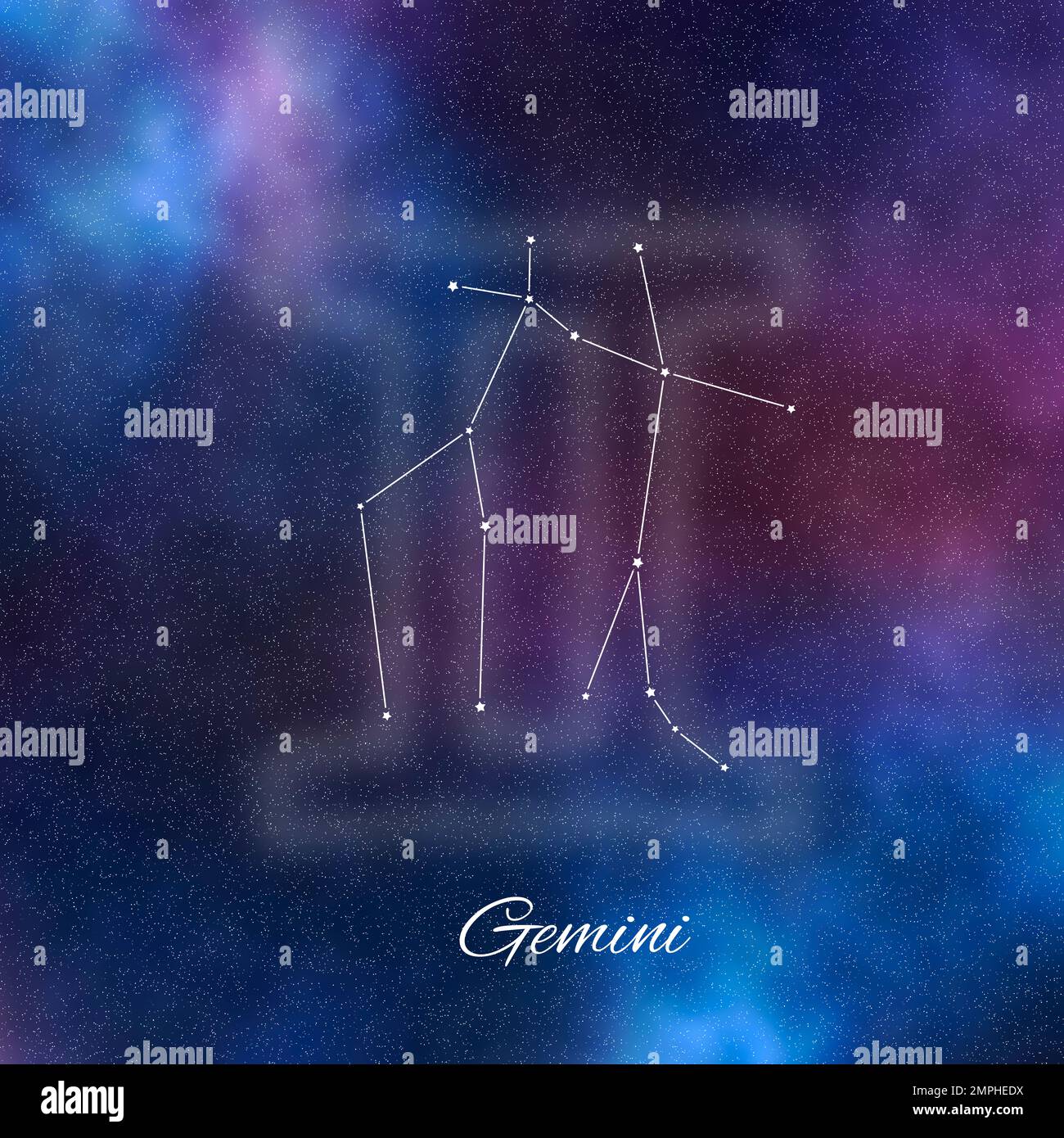 Gemini zodiac sign, constellation lines, Gemini symbol Stock Photo