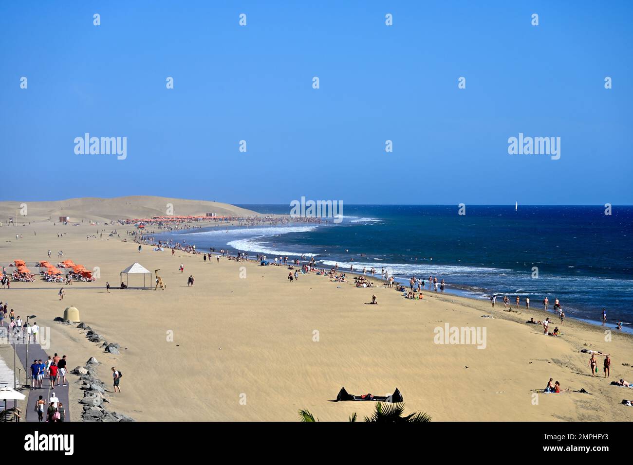 Overlooking Beach Ocean And Down To The Famous Maspalomas Sand Dunes Overlooking Beach Ocean And Down To The Famous Maspalomas Sand Dunes