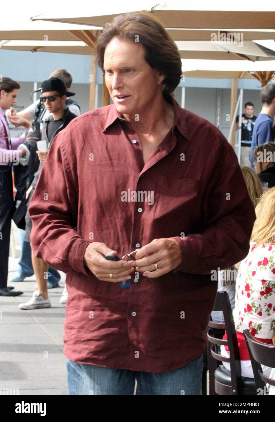 Bruce Jenner films a scene for his reality show at Toast in, Los