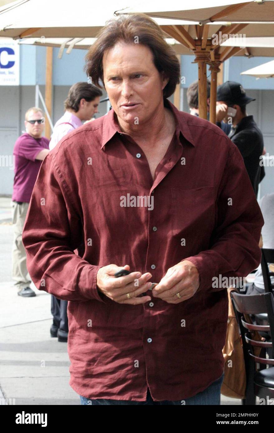 Bruce Jenner films a scene for his reality show at Toast in, Los