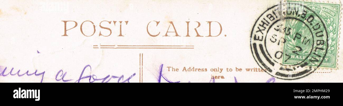 Exhibition postmark from the Irish international exhibition, 1907, Dublin Ireland. Stock Photo
