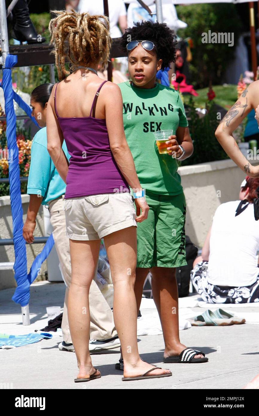 Women let loose at the Cabana Girls Pool Party wet t-shirt contest during the Dinah Shore Weekend image pic