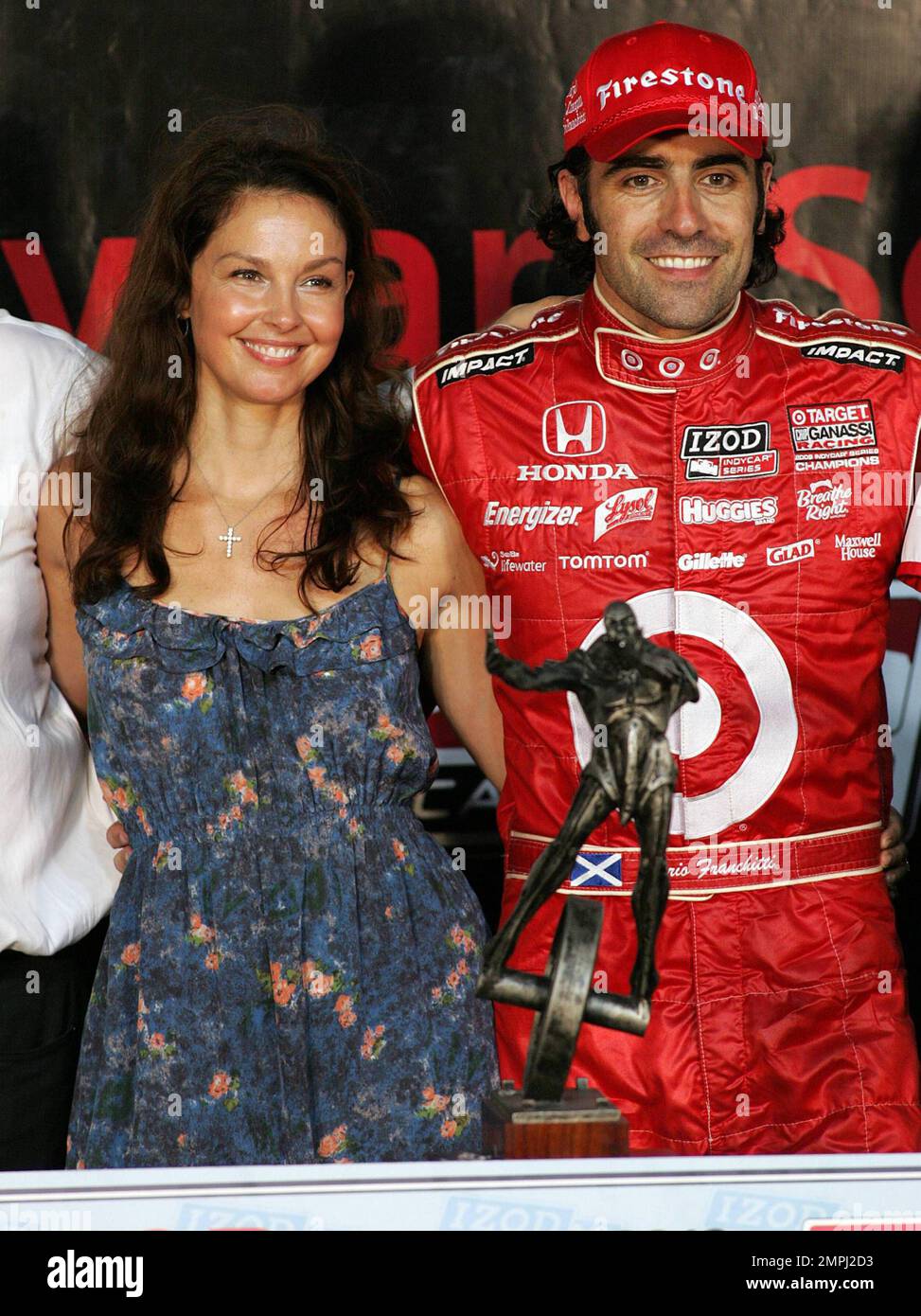 Indy Racing League driver Dario Franchitti and extremely happy