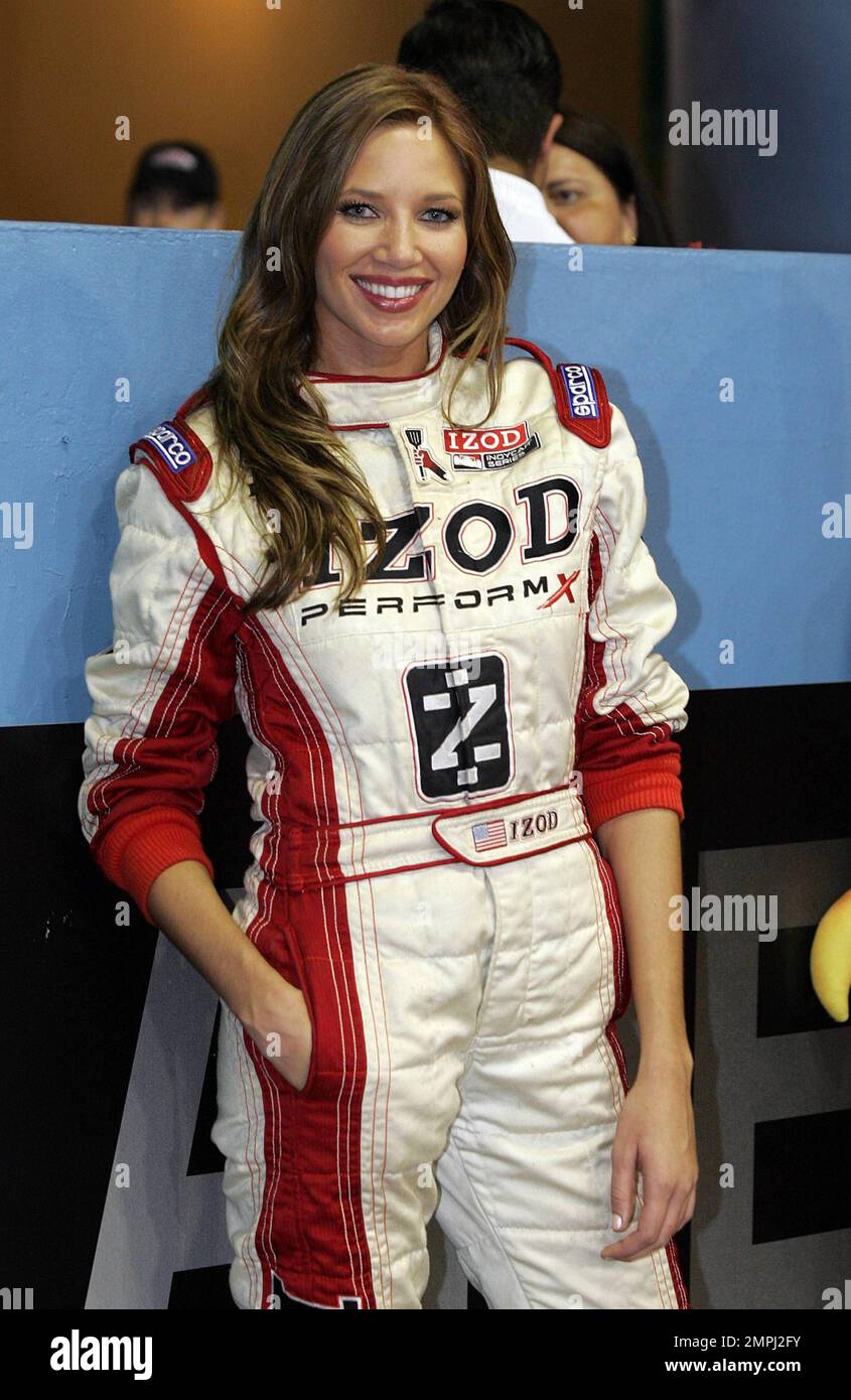 Ex-Playboy Playmate and IZOD girl Cameron Haven waits in victory lane to  celebrate Scott Dixon's victory in the Cafe do Brasil Indy 300 held at the  Homestead-Miami Speedway. Homestead, FL. 10/02/10 Stock