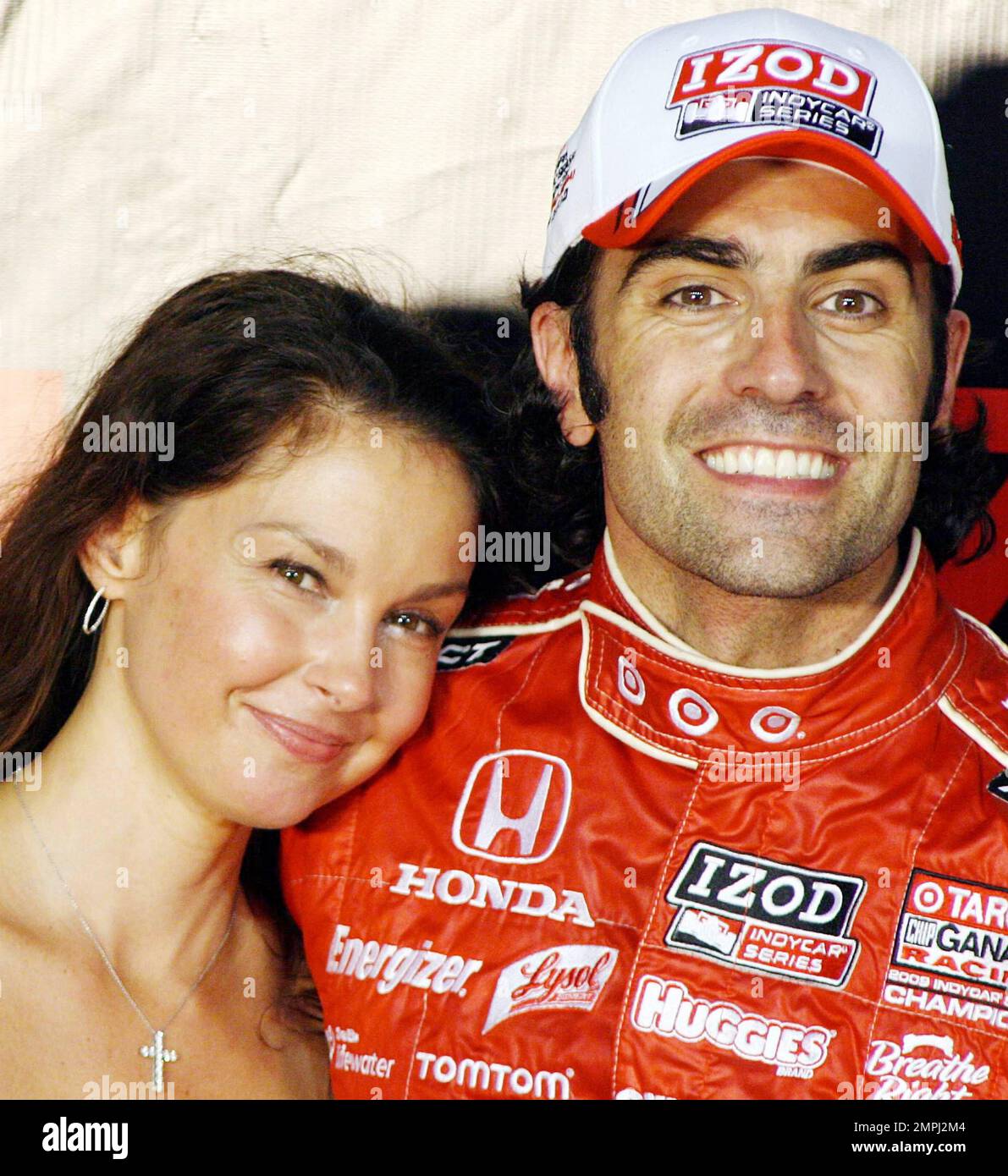 Indy Racing League driver Dario Franchitti and extremely happy