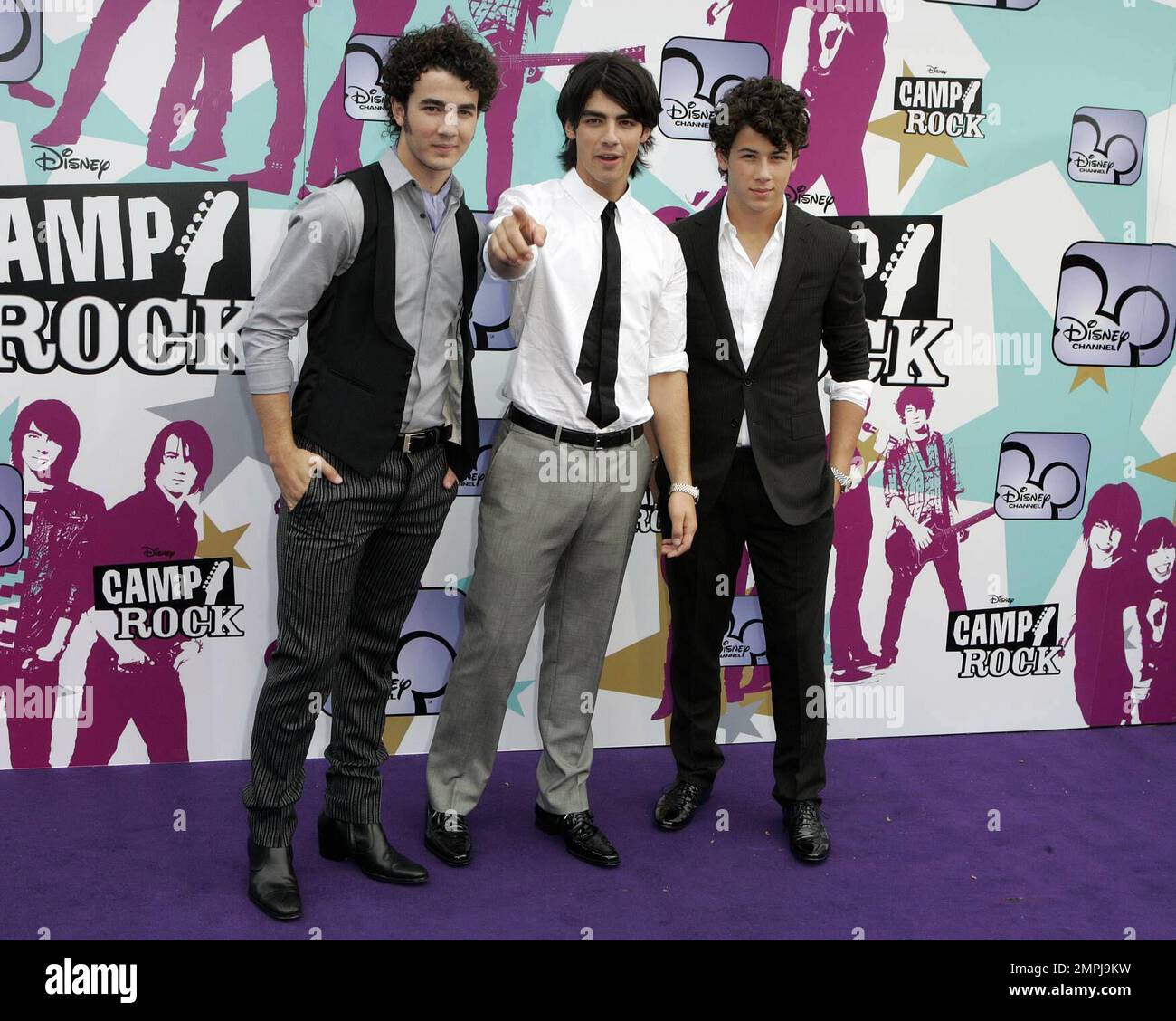The Jonas Brothers, Nick Jonas, Joe Jonas and Kevin Jonas The New York  Premiere of the Disney Channel's 'Camp Rock' held at the Stock Photo - Alamy