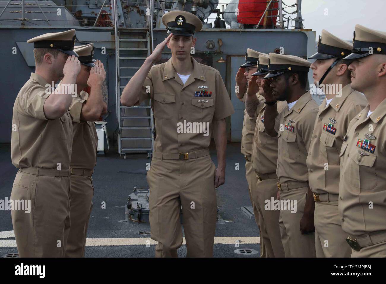 Chief Electronics 221025-N-AL206-1190 ATLANTIC OCEAN (Oct. 25, 2022) Sideboys salute ...